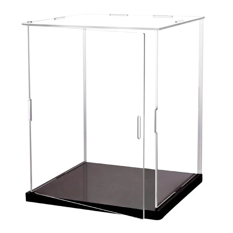 

Black Base Acrylic Display Case with Door for Collectibles Figures Car Toys,Assemble Box Countertop Organizer Dustproof Showcase