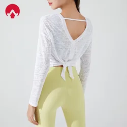 Stown Sportswear Frau Gym 2022 Neue Durchsichtige Yoga Top Weibliche Lange ärmeln Fitness Pilates Bluse Lose Sport Shirts frauen