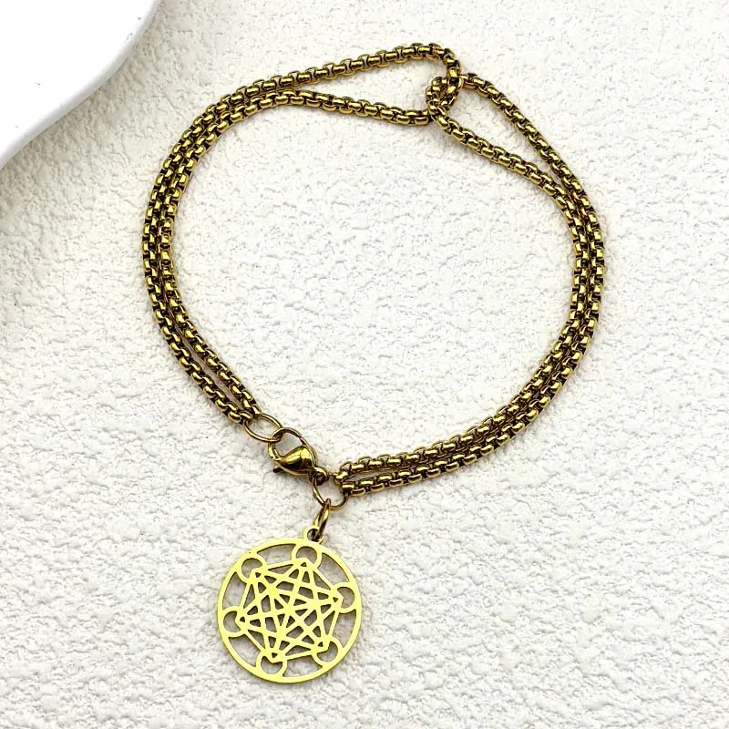 Yoga Hindu Buddhism 7 Chakra Stainless Steel Bracelet Women Men Sacred Geometry Angel Seal Metatron Symbol Hand Chain Jewelry