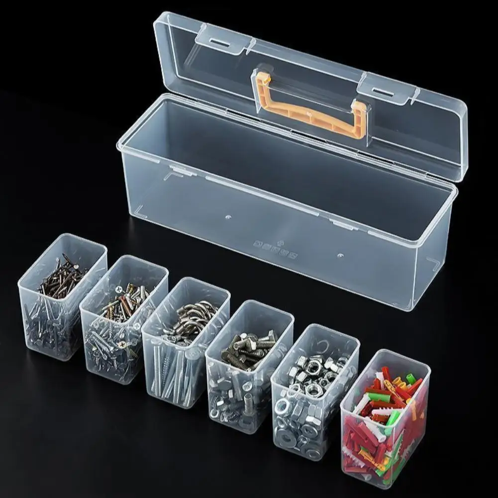 Clear Hardware Tool Storage Box Multi-Compartment Tool Parts Organizer Portable Sorting Container for Screws Wrenches Craft Bead