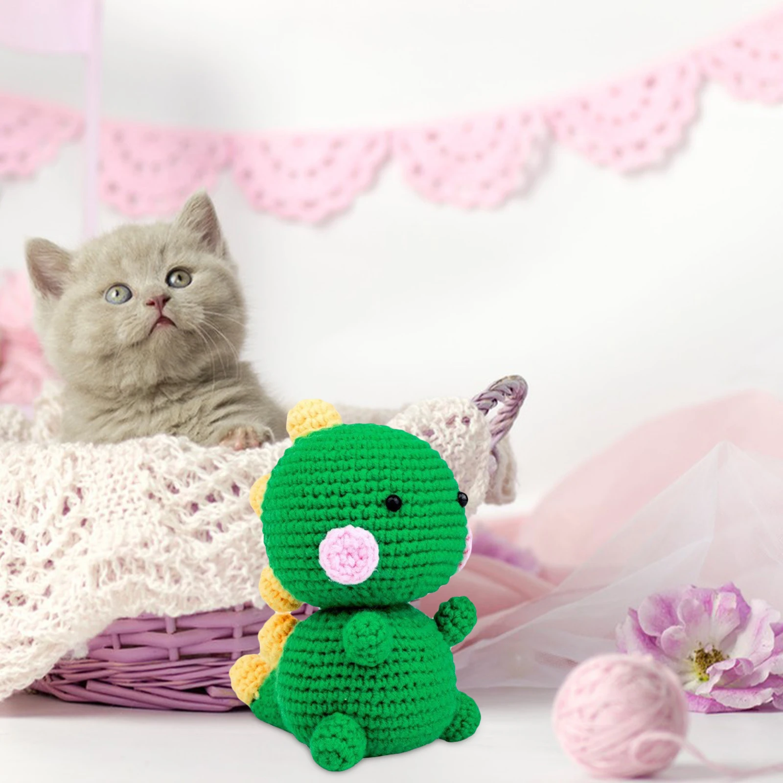 Kit materiale all'uncinetto Strumenti per filo di plastica Principianti Bambini Adulti Decorazioni artigianali Impara a maglia Set di uova di dinosauro Kit fai da te