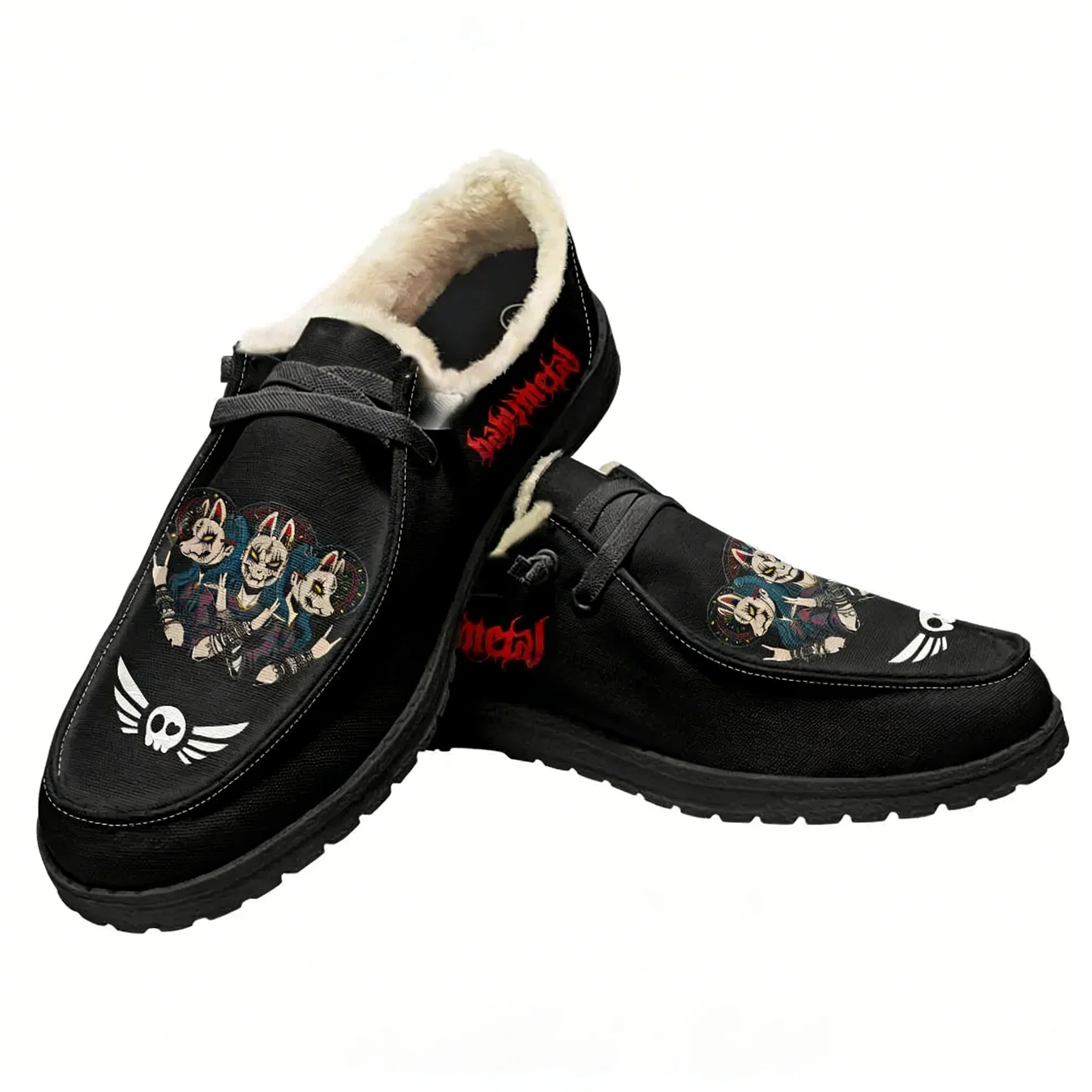 

Babymetal Japan Band Plush Loafers Men Woman Casual Flat Shoes Hip-hop Rock Elastic Warm Lightweight Footwear Custom Shoe Black