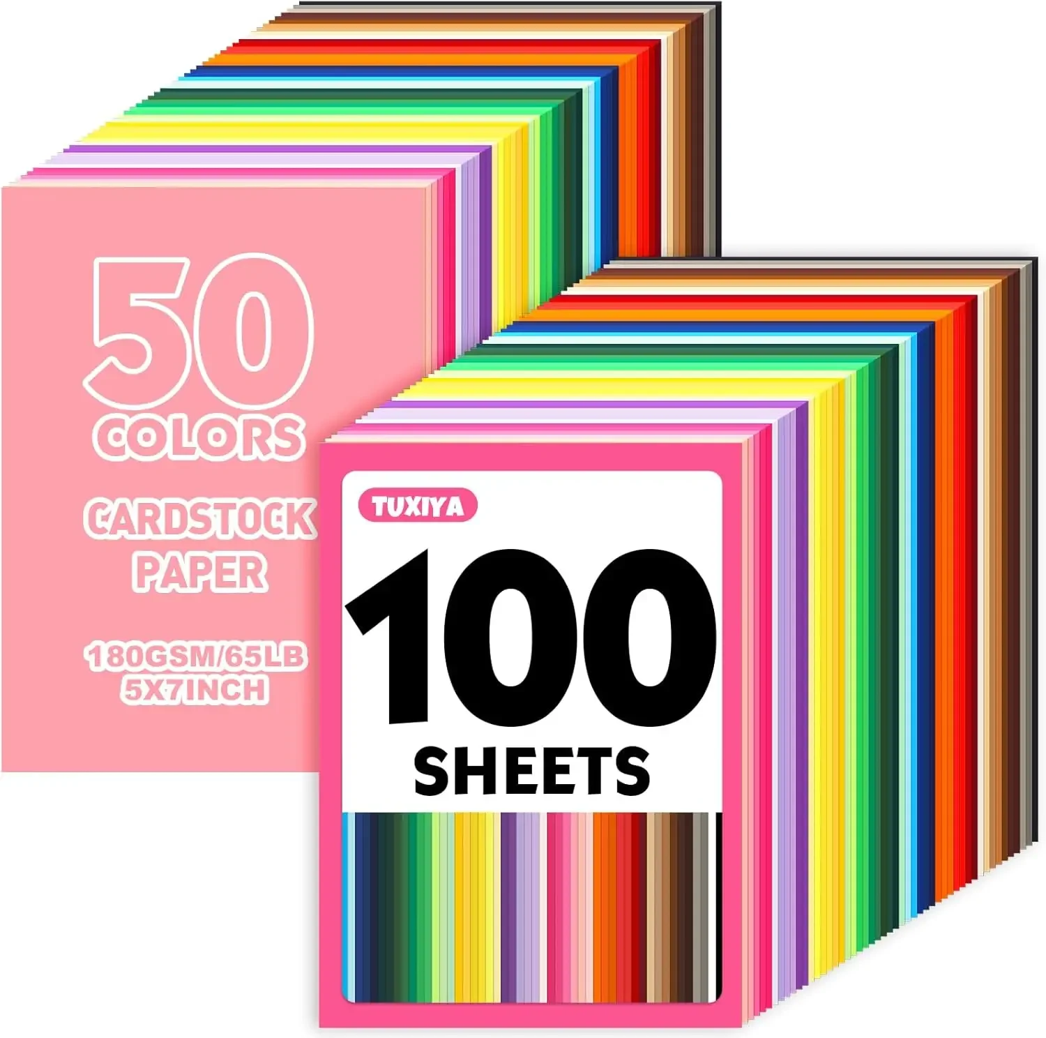 

100 Sheets 5x7 Colored Cardstock, 50 Assorted Colors Construction Paper For Crafts & Printing