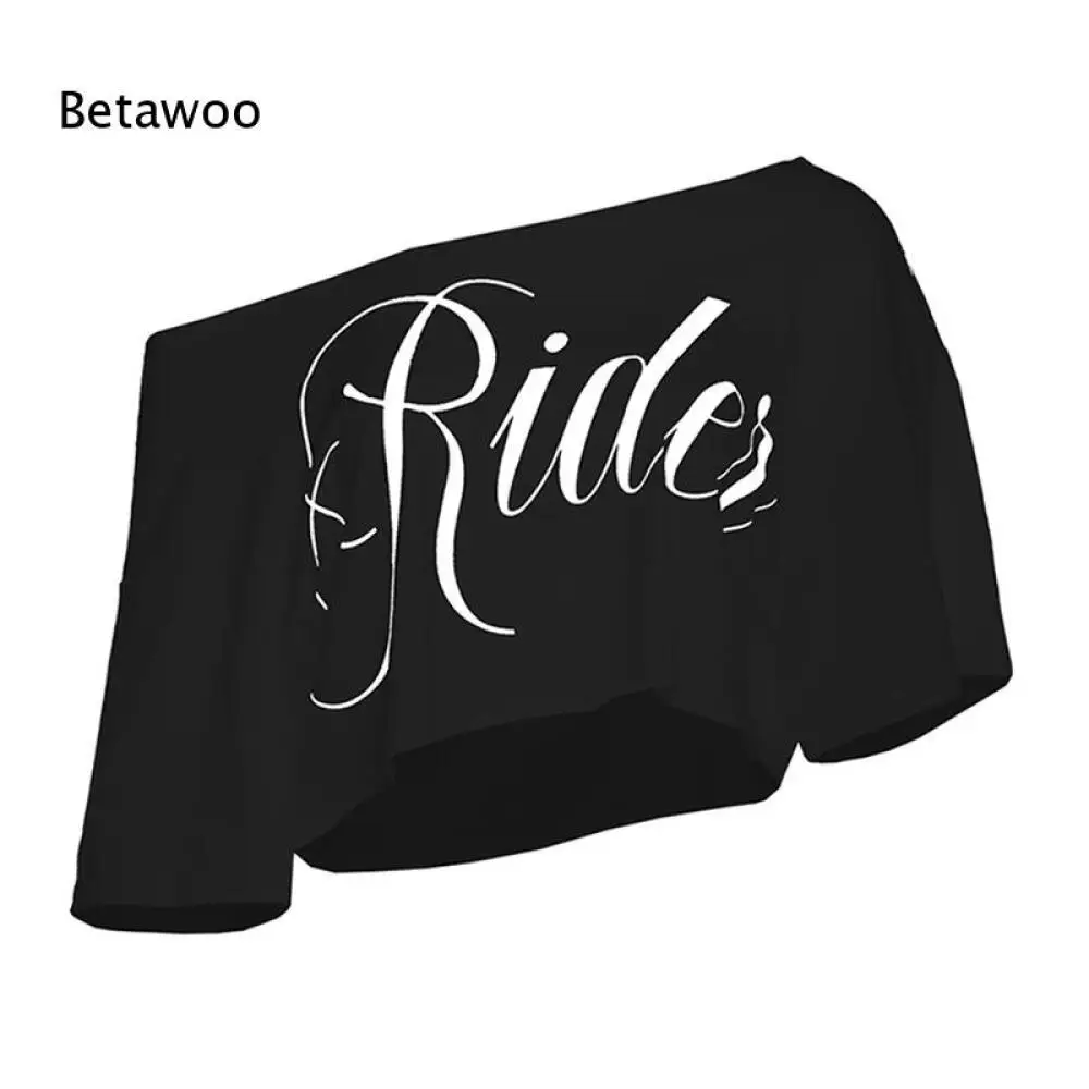 Asymmetrical Slant Neck Cropped Tee White Cursive Font Print Loose Short Sleeve Summer Going Out Casual Top