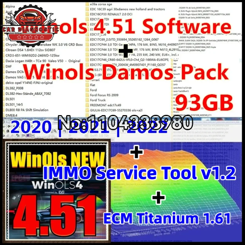 

Полное издание Hot WinOLS 4.51 2025 года + WINOLS DAMOS 93 ГБ + ECC TITANIUM 1.61 + инструмент обслуживания Immo v1.2 Data Winols Программное обеспечение для авторемонта