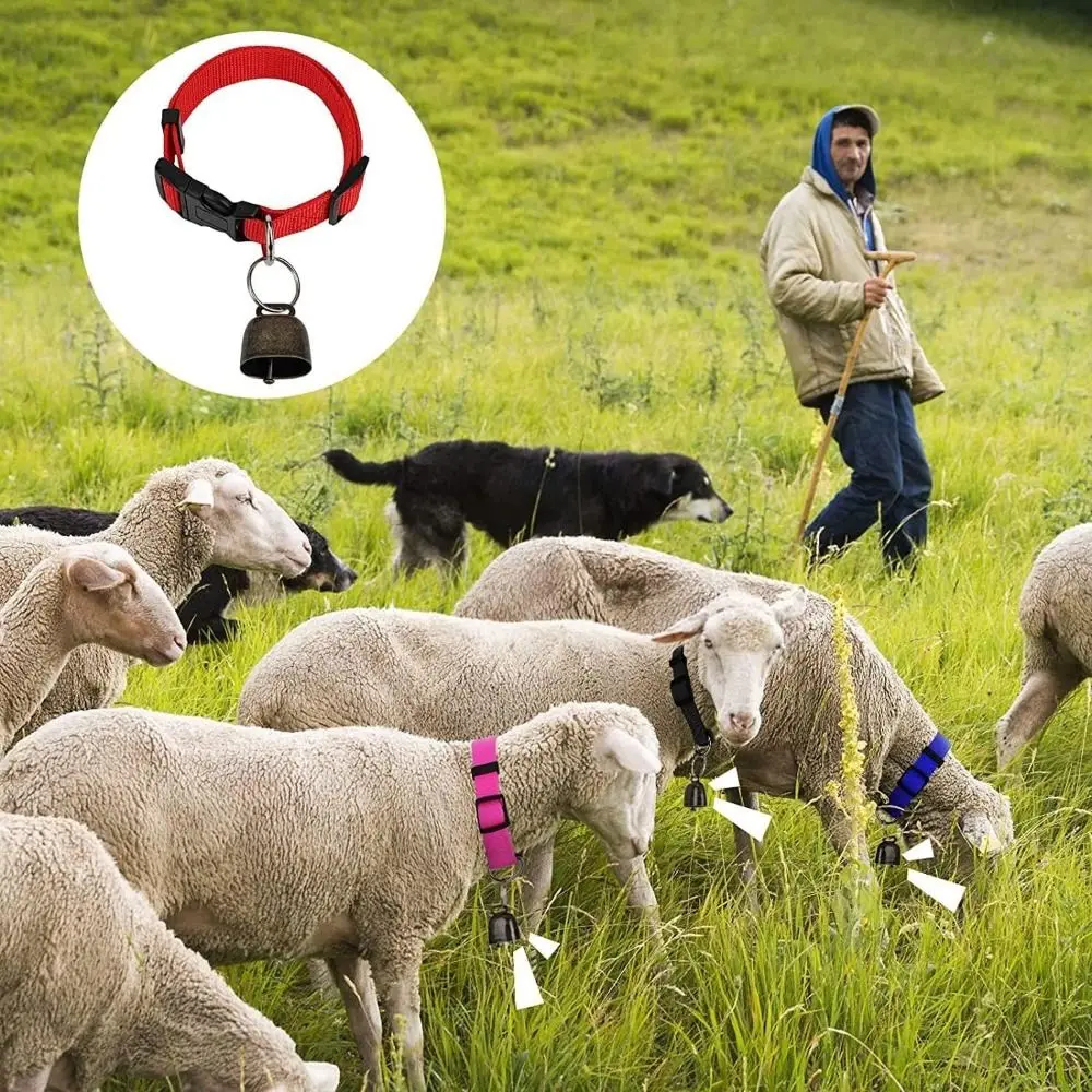 Portable Quick Release Buckle Livestock Collar Breathable Reflective Sheep Collars Set Adjustable Goat Collar with Bell Ranch