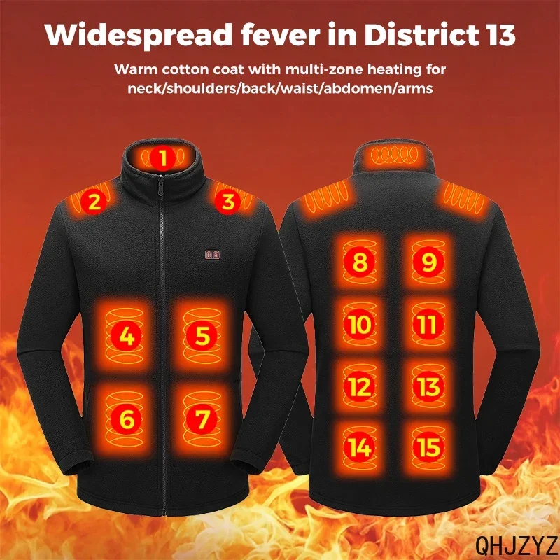 15 Heating Zones 3 in 1 Heated Jacket Men Women USB Electric Windproof Waterproof Outdoor Skiing Hiking Camping Winter Warm Coat