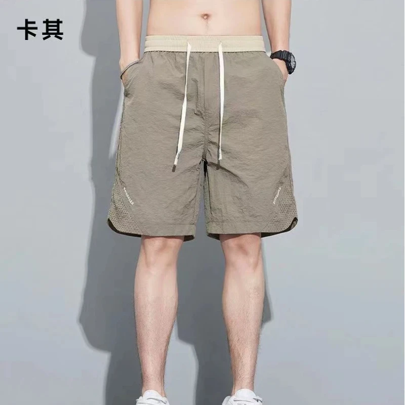 

Мужские летние дышащие шорты из сетчатой ткани с эффектом охлаждения, свободные, повседневные, спортивные, длиной 5 дюймов, пляжные шорты для мужчин