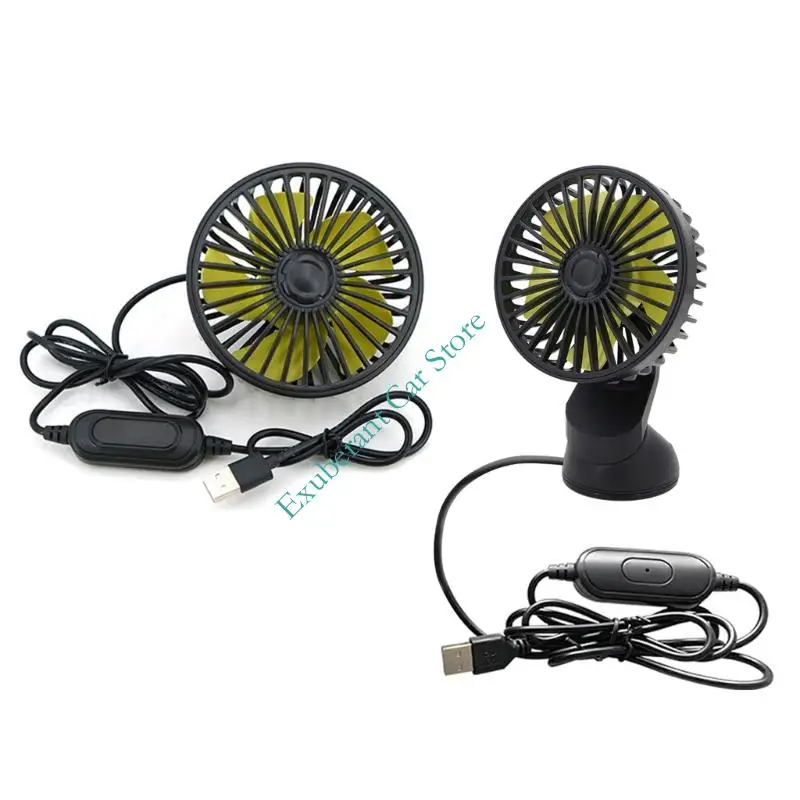Portable Auto Suction Cup Fan with 5W USB Power & Detachable Design Compact ABS Car Fan 360 Degree Rotatable for Cars