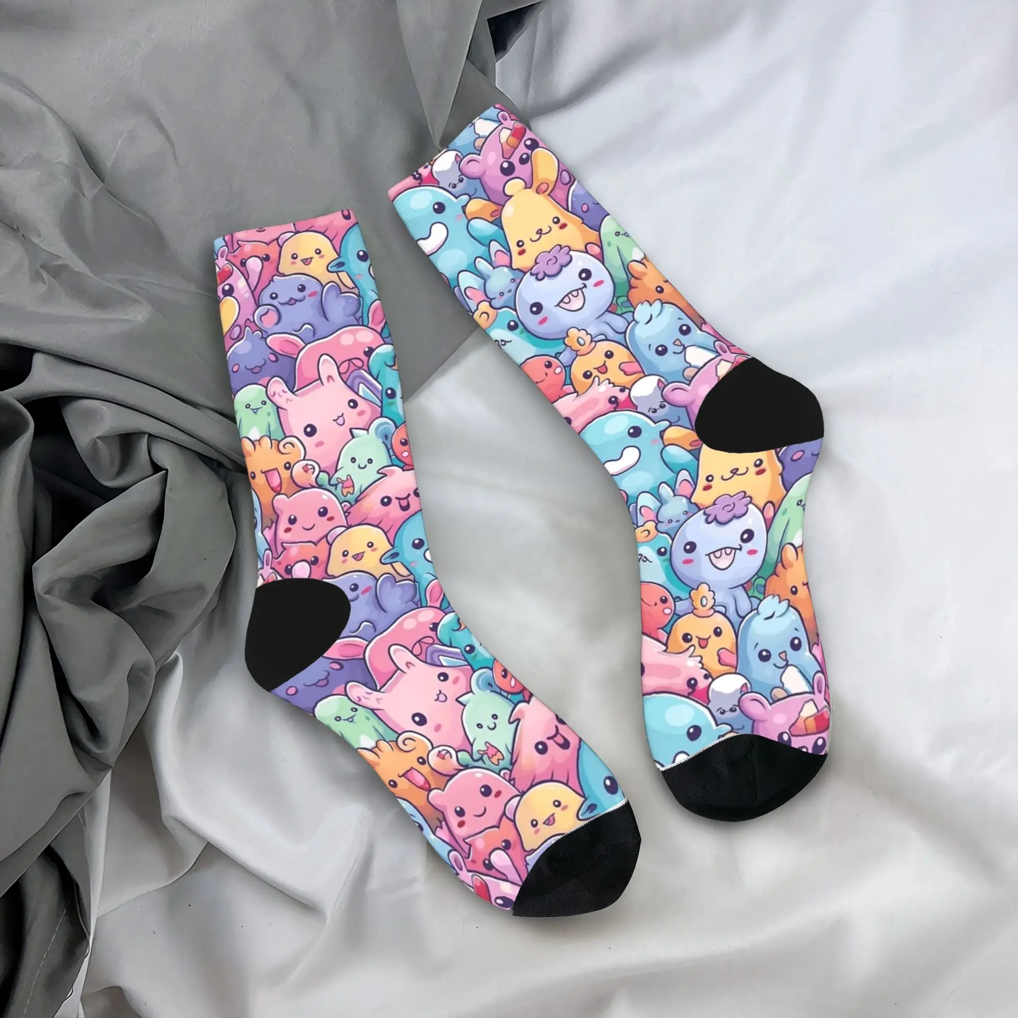 

Аксолотль Kawaii пастельные чулки для друзей, носки для отдыха, зимние нескользящие носки, пара уличных средних мягких носков