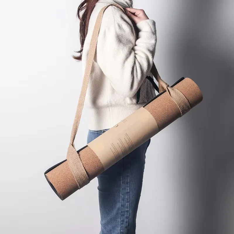 Eco-friendly biodegradable cork yoga mat natural rubber yoga block yoga wheel with bag custom logo