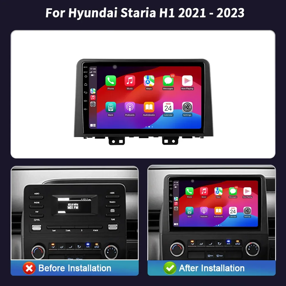 Android 14 For Hyundai Staria H1 2021 - 2023  Multimedia Navigation Wireless Carplay Stereo Screen Car Radio