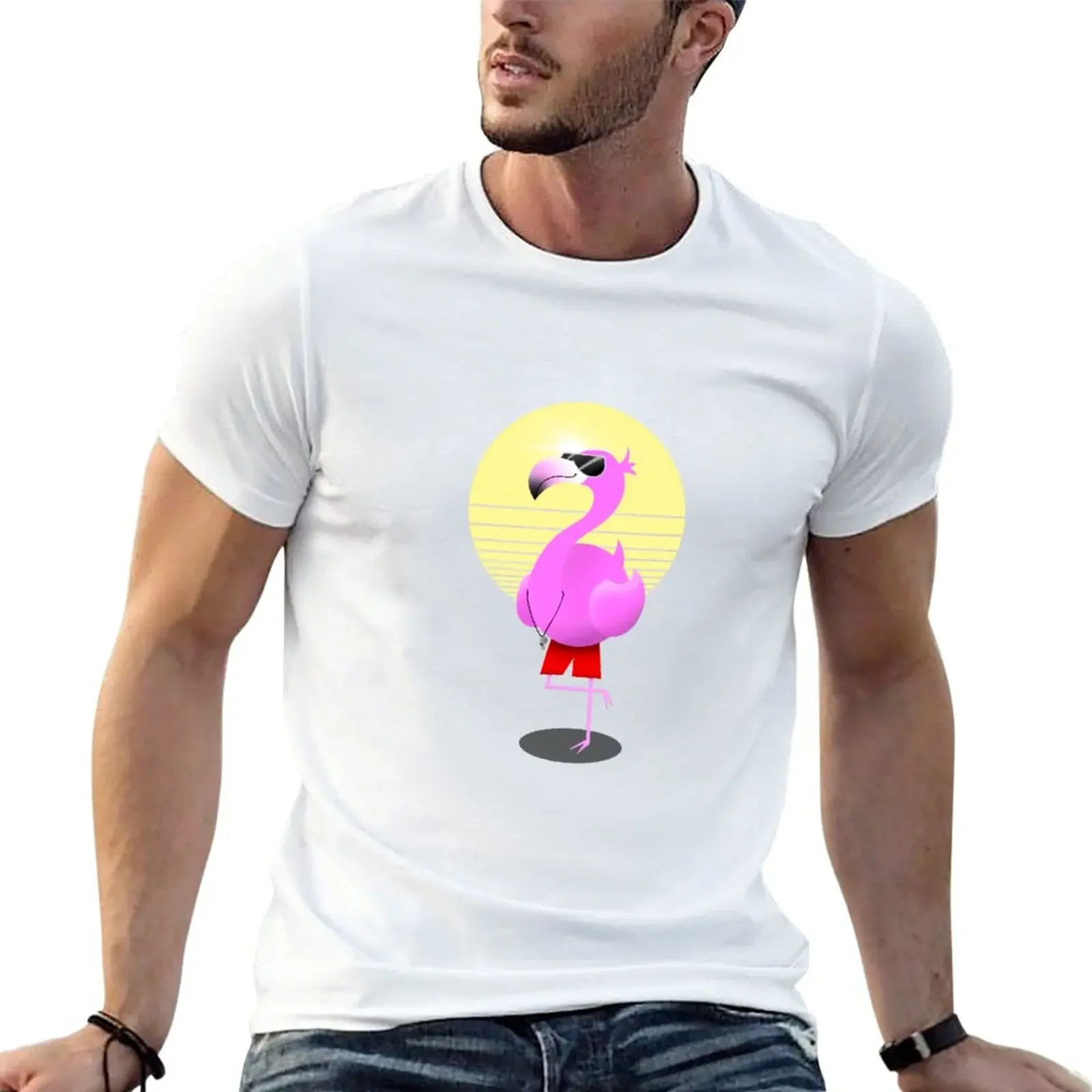 New Flamingo Lifeguard T-Shirt plus size t shirts sublime t shirt man clothes clothes for men