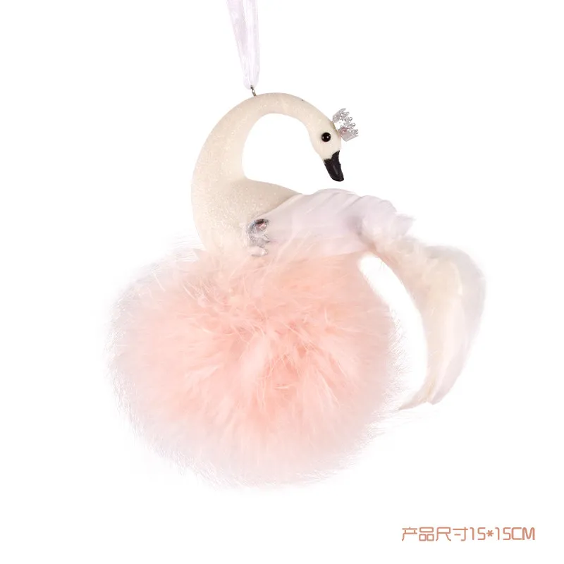 New Pink and White Swan Pendant for Christmas Tree Decoration