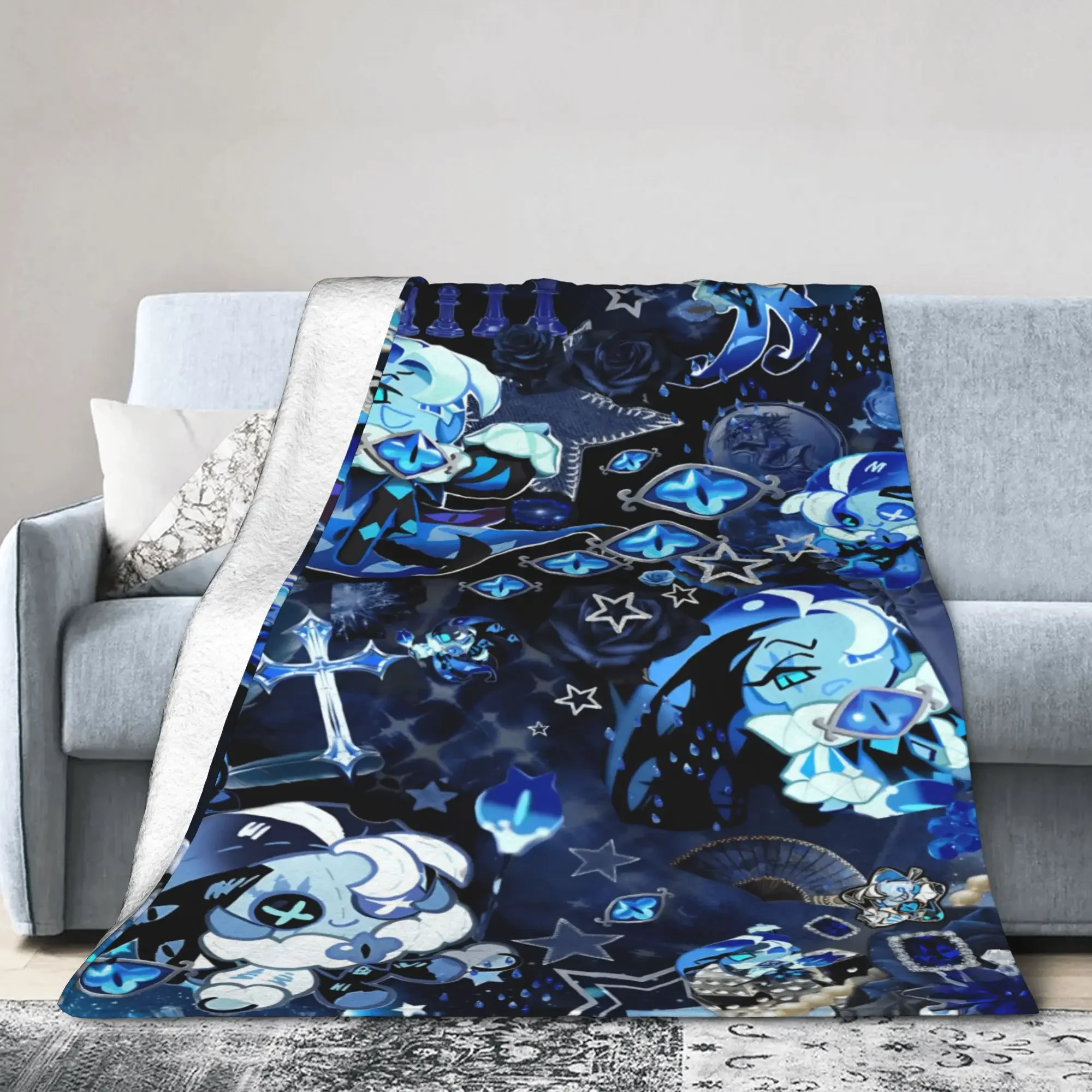 

Warm Soft Flannel Throw Blanket Decorative Cookie Milk Shadow for Couch Sofa Bed Cover Kids Room