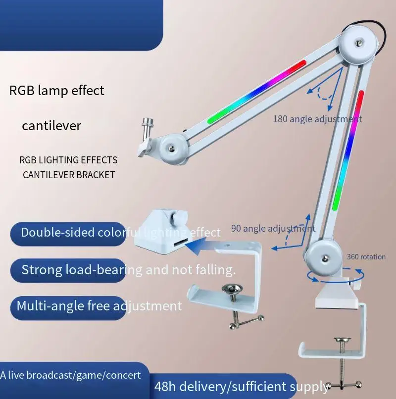 

Desktop Foldable Extendable RGB Articulating Arm Bracket High-end Springless Microphone Gaming Microphone Live Streaming RGB Lig