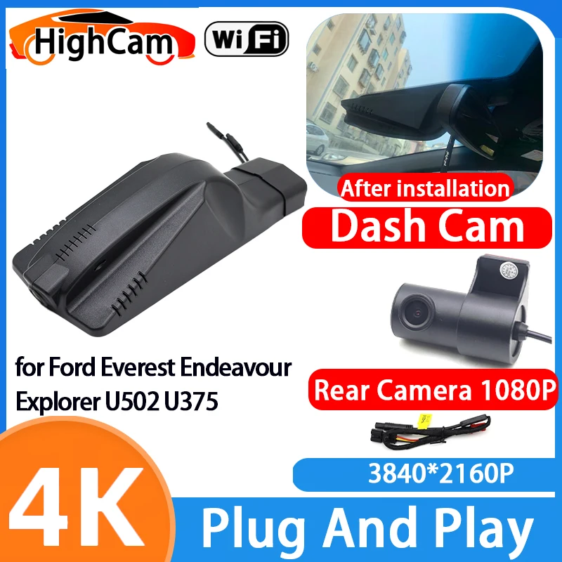 HighCam for Ford Everest Endeavour Explorer U502 U375 4K Wifi 2160P IMX335 OEM Car DVR Video Recorder Dash Cam Front Rear Camera