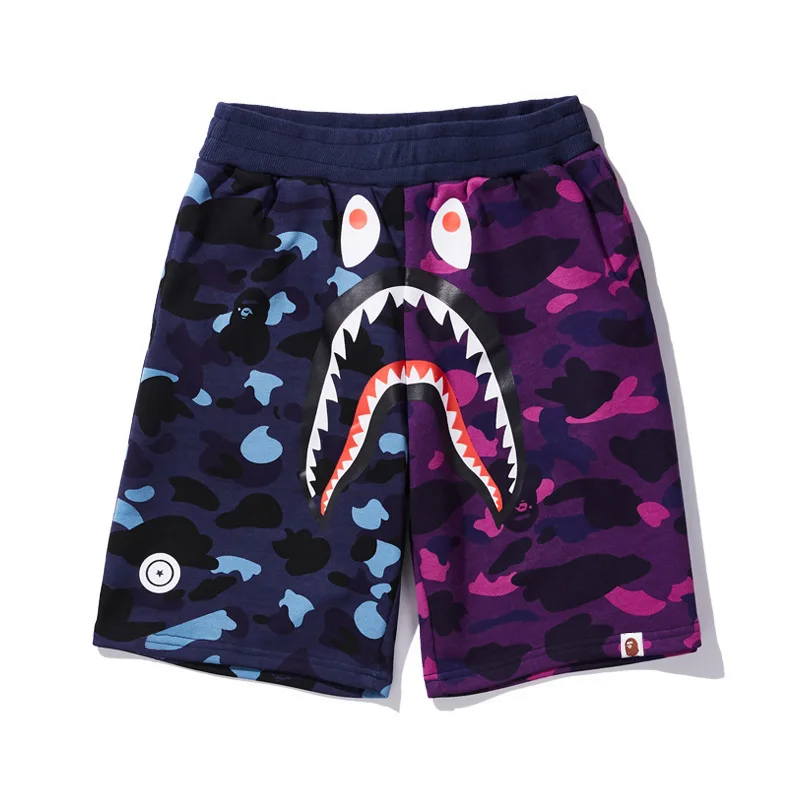 Mesh cloth cross-border summer new shark head 3D digital printed shorts couple men and women's Japanese fashion brand