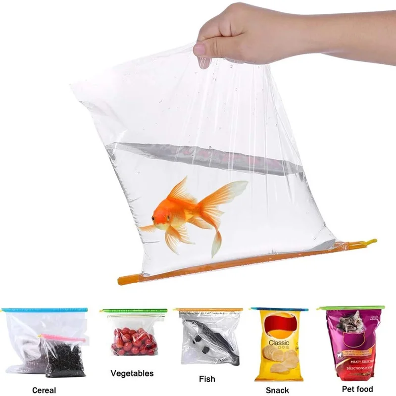 密閉されたプラスチック製の収納バッグ,5/8ピース,再利用可能なフードシールクリップ,家庭用キッチンアクセサリー