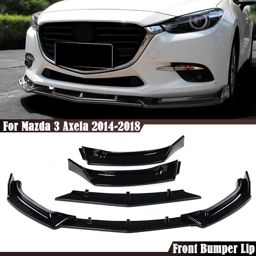 3Pcs Car Front Bumper Spoiler Lip Body Kit Bumper Diffuser Guard For Mazda 3 Axela 2014 2015 2016 2017 2018 Car Styling