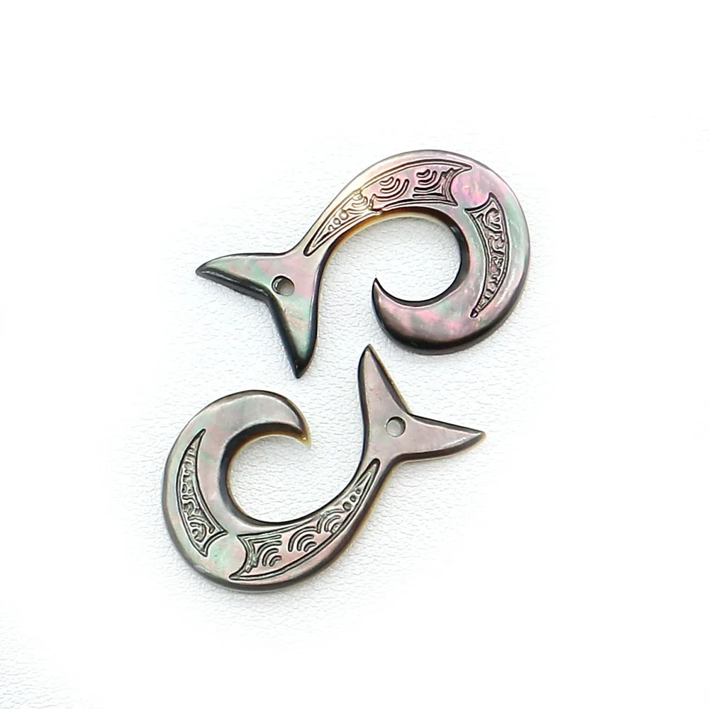 Hawaiian Style Natural Mother of Pearl Shell Pendant Carved Mermaid Tail Polynesia Charm for Jewelry Making DIY Necklace Earring