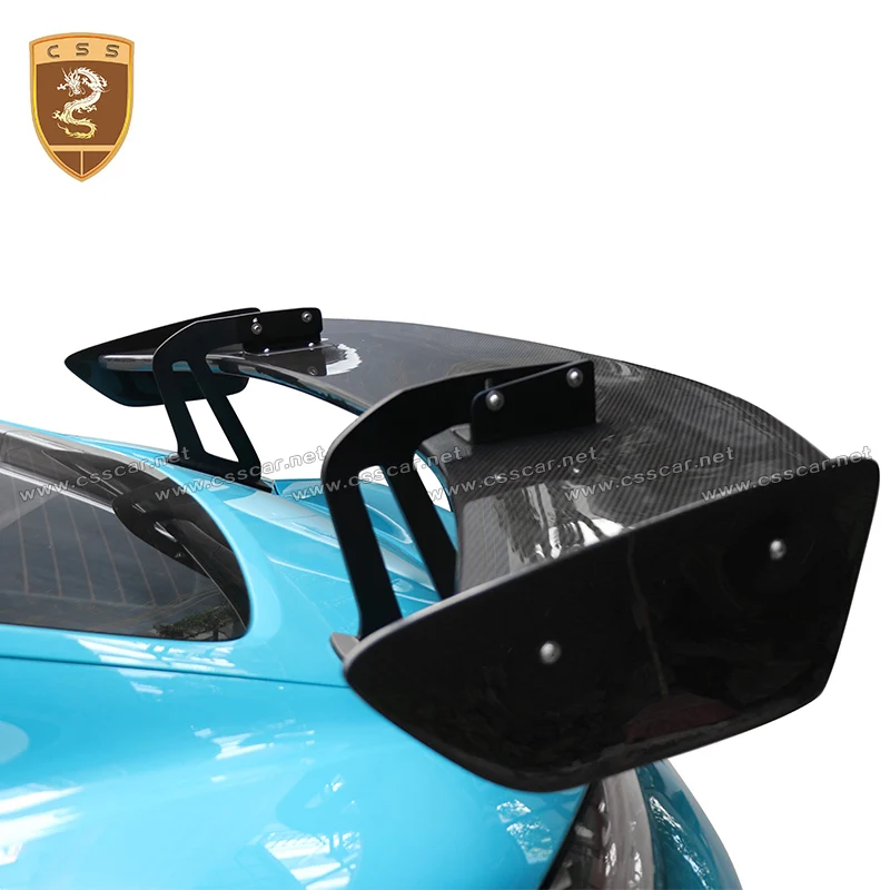 Car Rear Truck Wing Spolier For Porsche 718 Boxster Cayman GT4  Dry Carbon Fiber Double-DeckHigh  Wing Lip External Body Kit