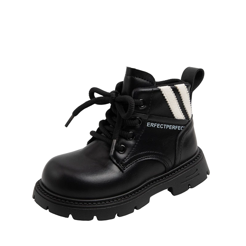 

Autumn Children High-top Boots Girls School Solid Color Single Leather Boots Boys British Style Ankle Boots Baby Causal Boots