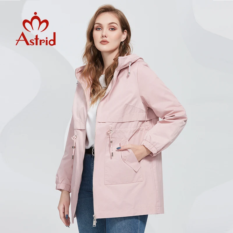 Astrid New Women\'s Trench Coat Women Jacket Oversize Hooded Windbreaker Casual Overcoat Female Outerwear Spring 2022 AS-10157