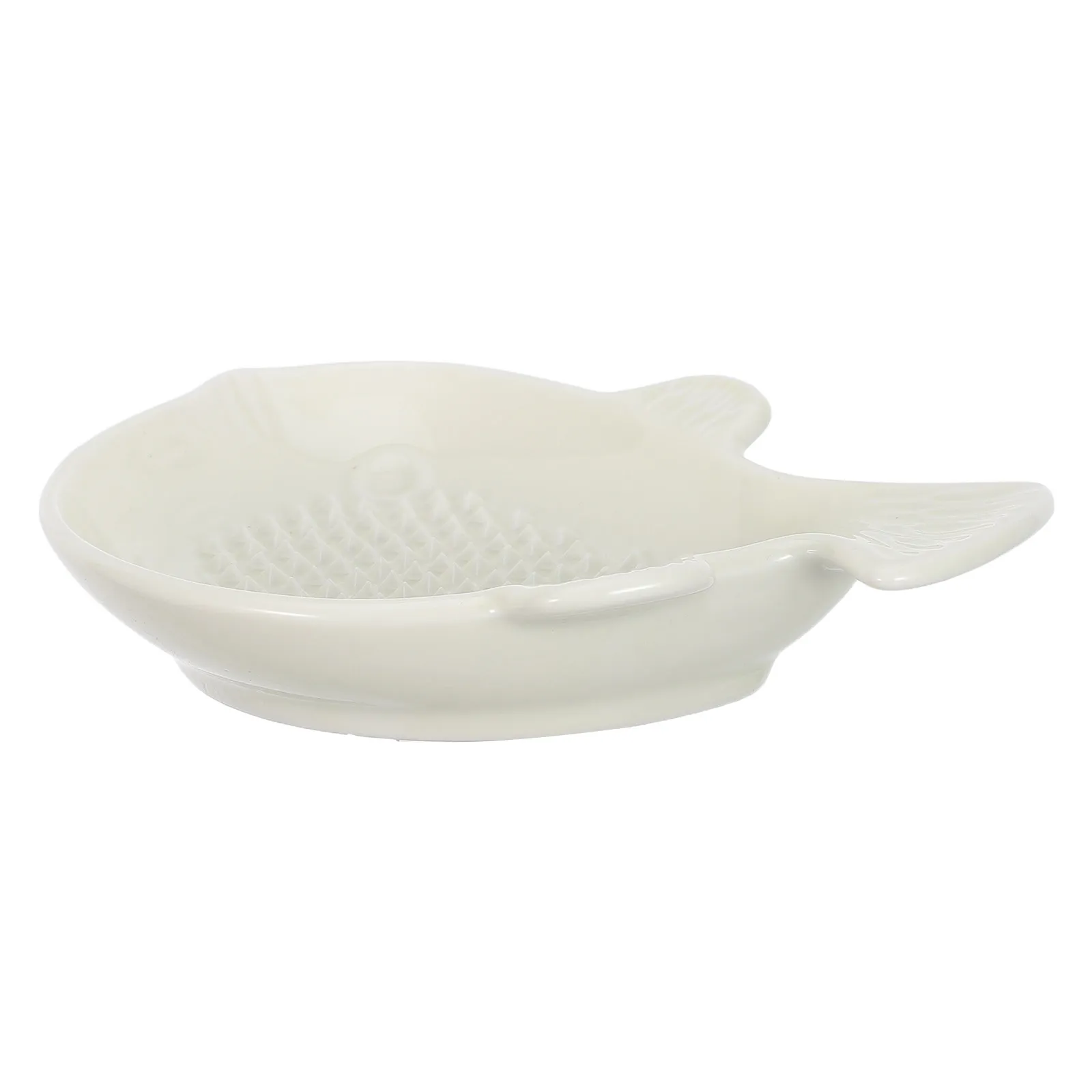 Ceramic Ginger Grater Plate Fish Shaped Kitchen Grinder 4.8x3.5 Inch Garlic Mincing Plate Condiment Grater with Cleaning Brush