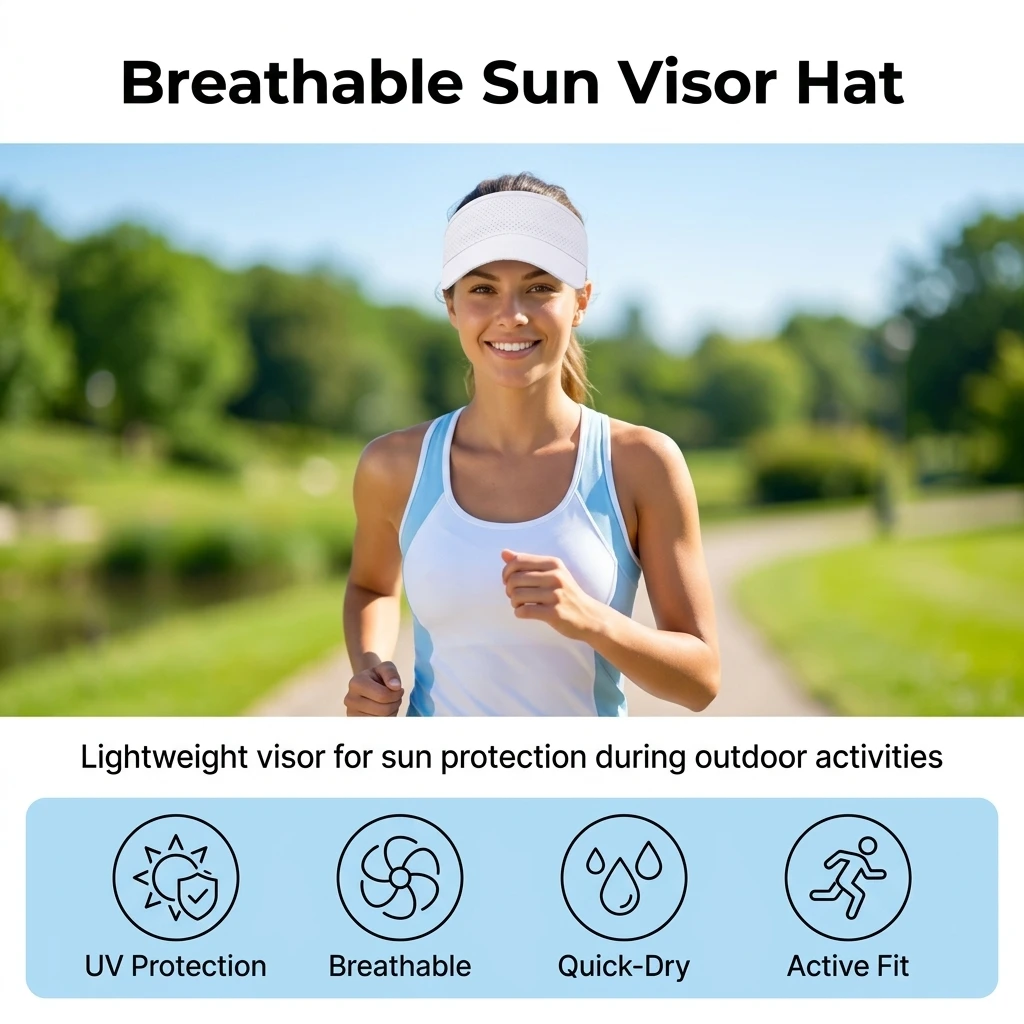 Sun Visor Hat Quick Dry Breathable Laser Perforated Cooling Cap for Outdoor Running Cycling Hiking Travel Essentials