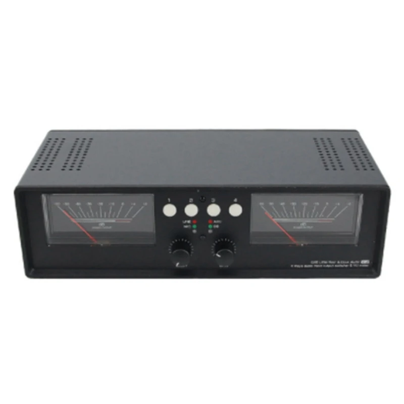 Dual-Analog VU Meter Music DB-Panel Display 4-channel Stereo-Sound Level Power Amplifier Switcher Box