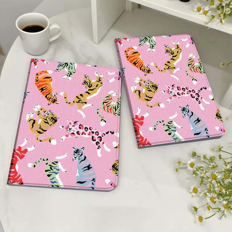 

Cartoon Leopard Pattern Pink Case For Honor MagicPad MatePad M5 8 9 2 3 10 12 X V7 V8 X8 X9 V9 GT X9a GT2 S Air Pro Tablet