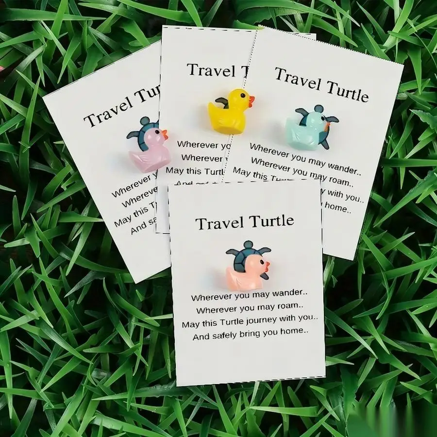 1/5/10/20/50/100pcs  Lucky Duck Pocket Hugs - Fantasy Theme Resin Charms with Inspirational Messages, Assorted Colors, Includes