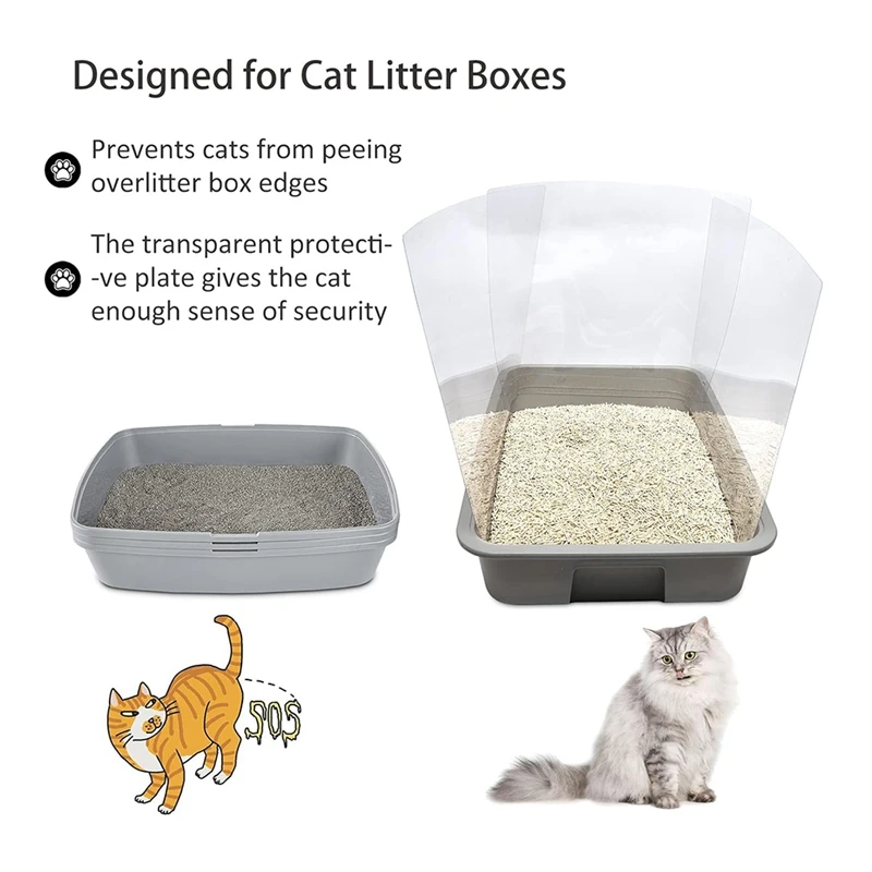 Cat Litter Box Pee , High Sided Litter Box Splash Guard, Seamless Urine Leakage Enclosure for Open Top Litter Pan-A51M