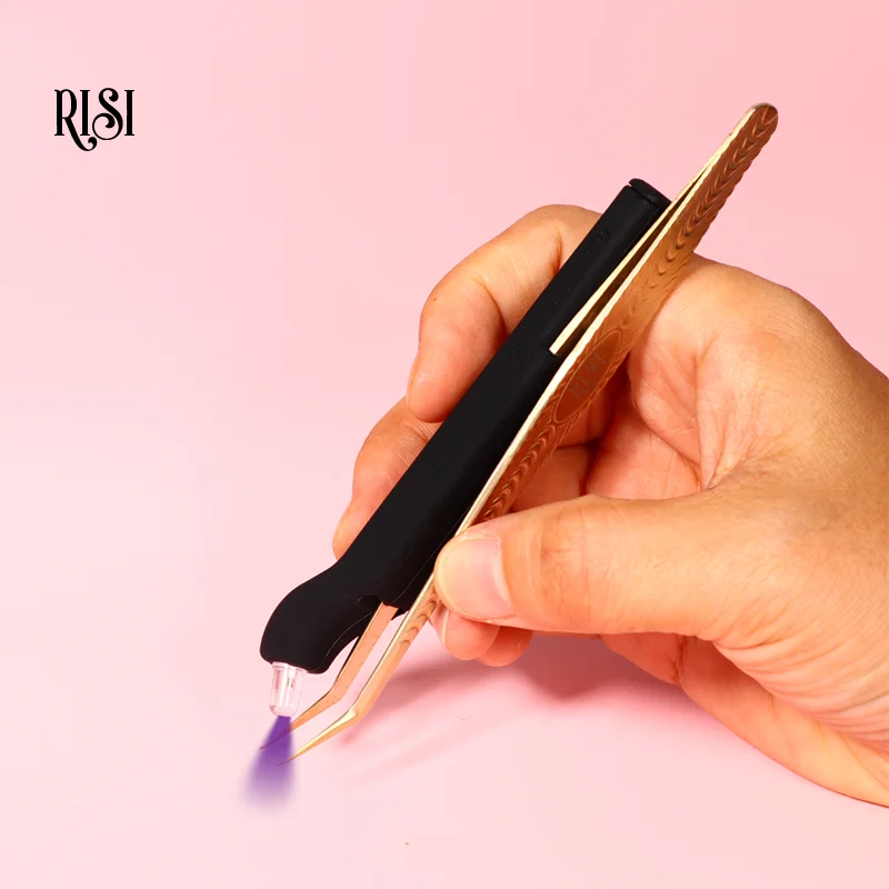 

RISI Professional Handheld 5W Eyelash Tweezers with Led Light UV Lash Lamp Tweezer Light UV Lash Glue Lamp on Tweezers