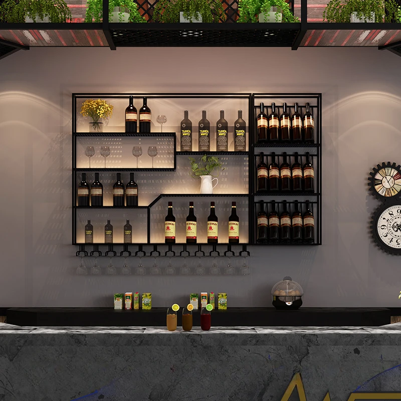 

Showcase Furniture Floating Bar Shelf Drink Wine Glass Wall Restaurant Equipment Club Cellar Modern Luxury Cabinet Storage Rack