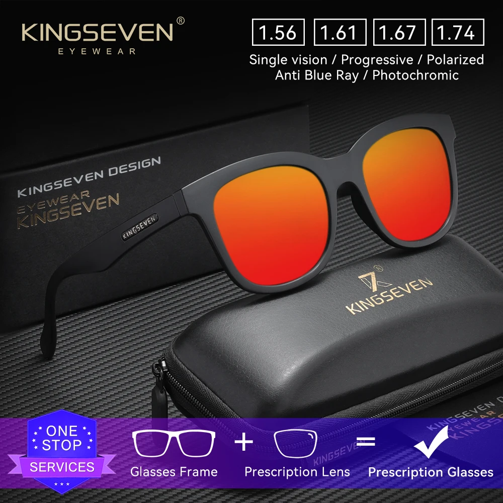 KINGSEVEN Causal Cat Eye Optical Lens Sunglasses Men Women Prescription Myopia Hyperopia Glasses Fashion Large Frame Eyewear
