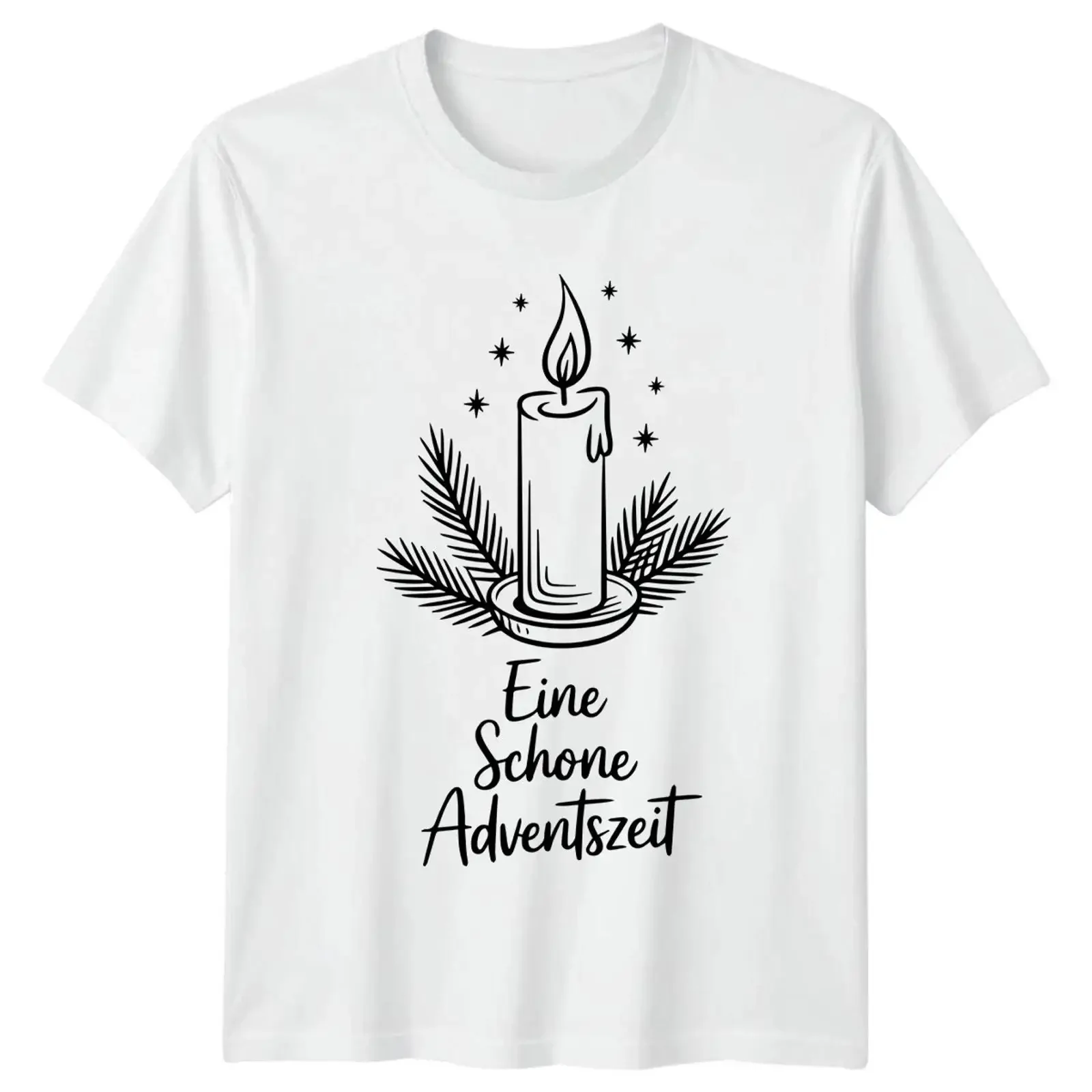 A beautiful Advent season Christmas candle men's T shirt women's tee graphic vintage Washed homme Soft fashion designer clothes