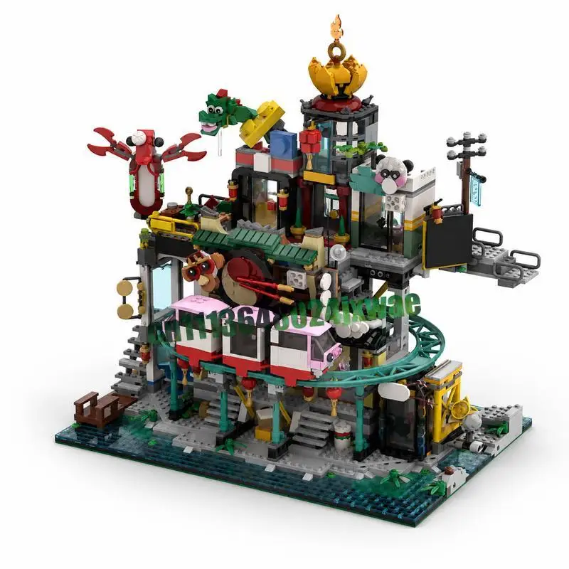 NEW2777Parts City Of Lanterns Platform MOC Street View Model Custom Puzzle Architecture DIY Assembly Educational Toy Gift Bricks