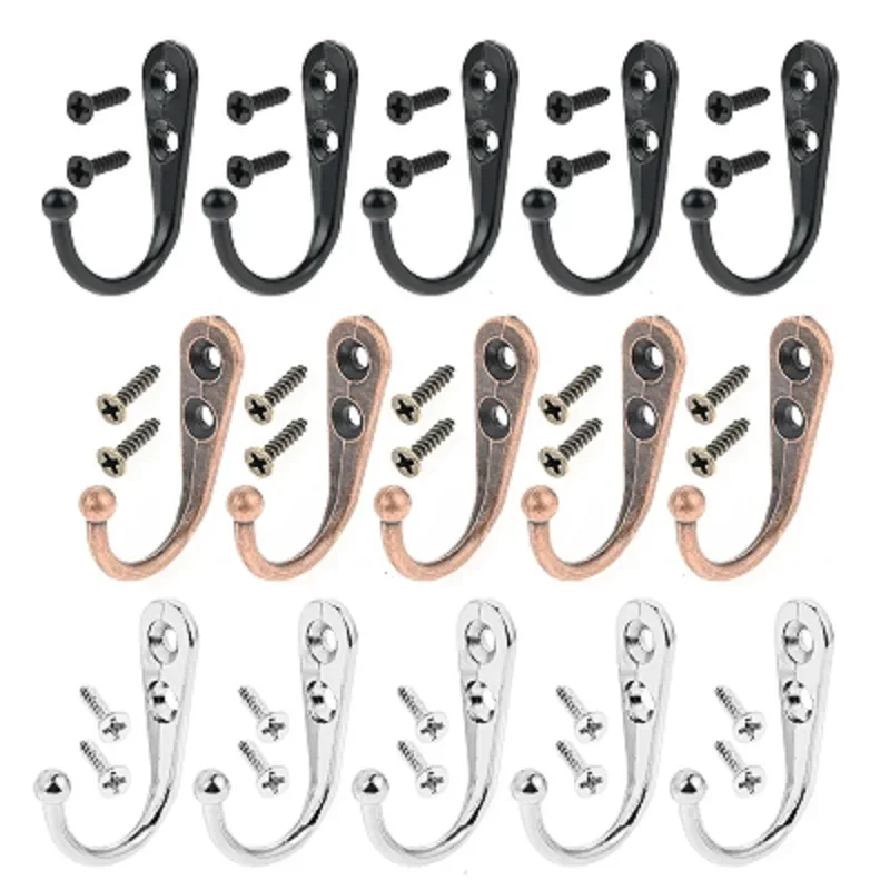 15Pcs Vintage Hooks Door Hangers Wall Mounted Coat Hooks Heavy Load Rack for Key Towel Cup Kitchen Bathroom Accessories w/Screws