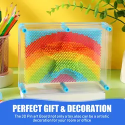 3D Pin Art Toy Rainbow Plastic Pin Art Board Sensory Toys Metal Pin Antistress Art Clone Hand Shape Model Kid Toys Birthday Gift