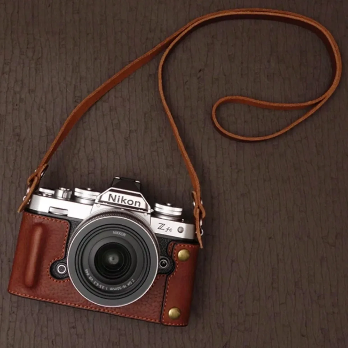 

Camera Bags Vintage Genuine Real Leather Protect Cases Covers Base Grip with Same Color Shoulder Strap Belt for Nikon ZF ZFC