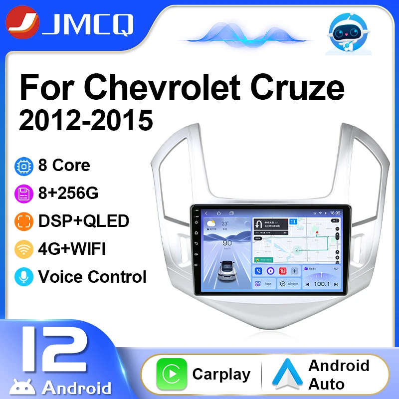 

JMCQ 2Din Car Radio Multimedia Video Player for Chevrolet Cruze J300 J308 2012 - 2015 Navigation GPS Carplay 4G Android 12