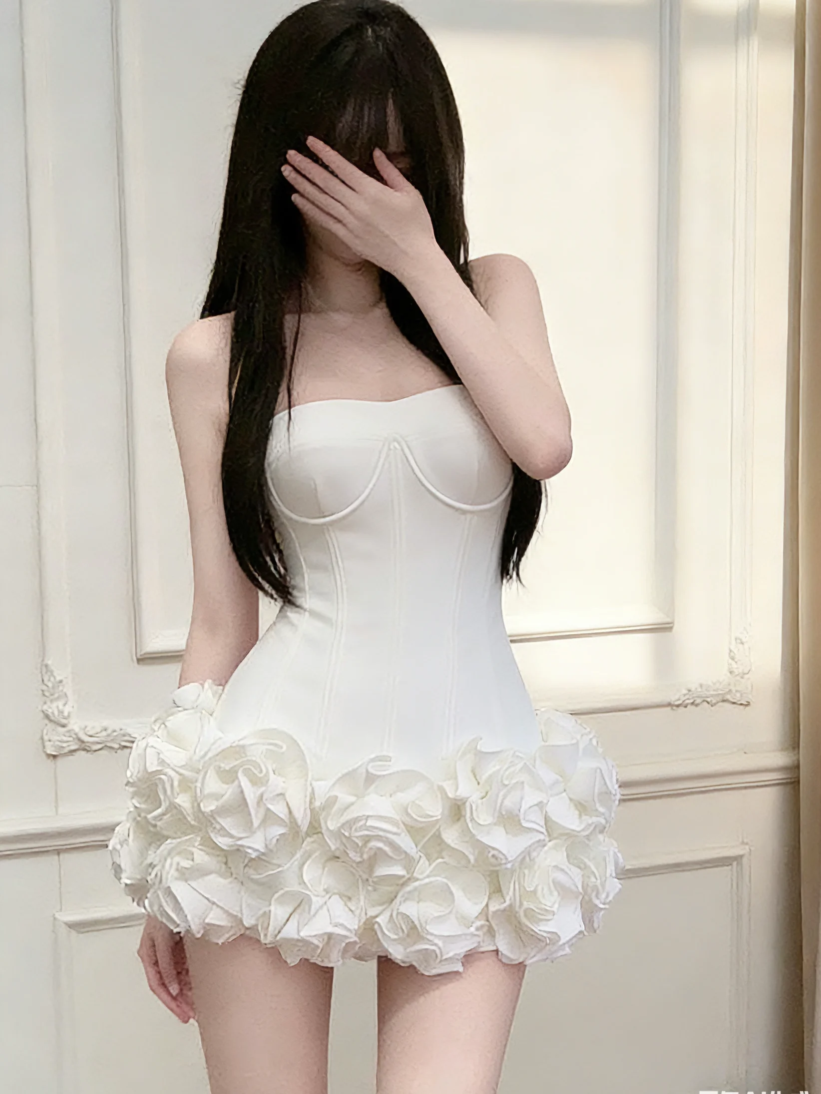 

Short Dress Pure Desire Fishbone Strapless Bodycon Gown for Rich Girls Spring 2026 High Waist Wedding Dress