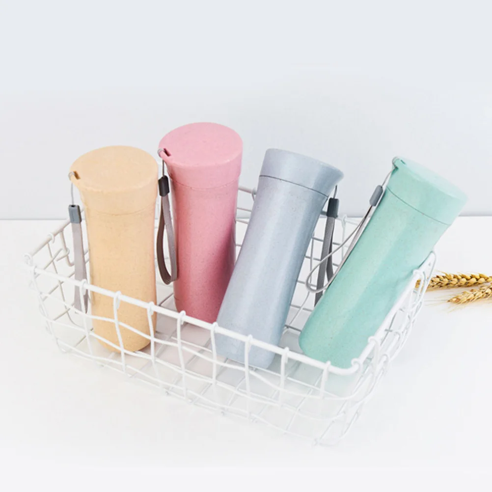 

2pcs Wheat Straw Water Bottle Premium Drinking Mug For Coffee Tea Water Portable Bpa-Free Container Home Office Cafe Use Kitchen