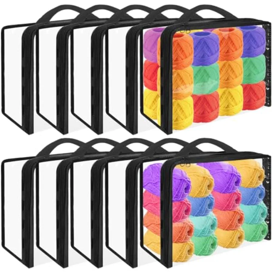

10 Pack Clear Yarn Storage Bags with Zippers Transparent Yarn Organizer for Knitting Crochet Clothing Toys and Decor Items Idea