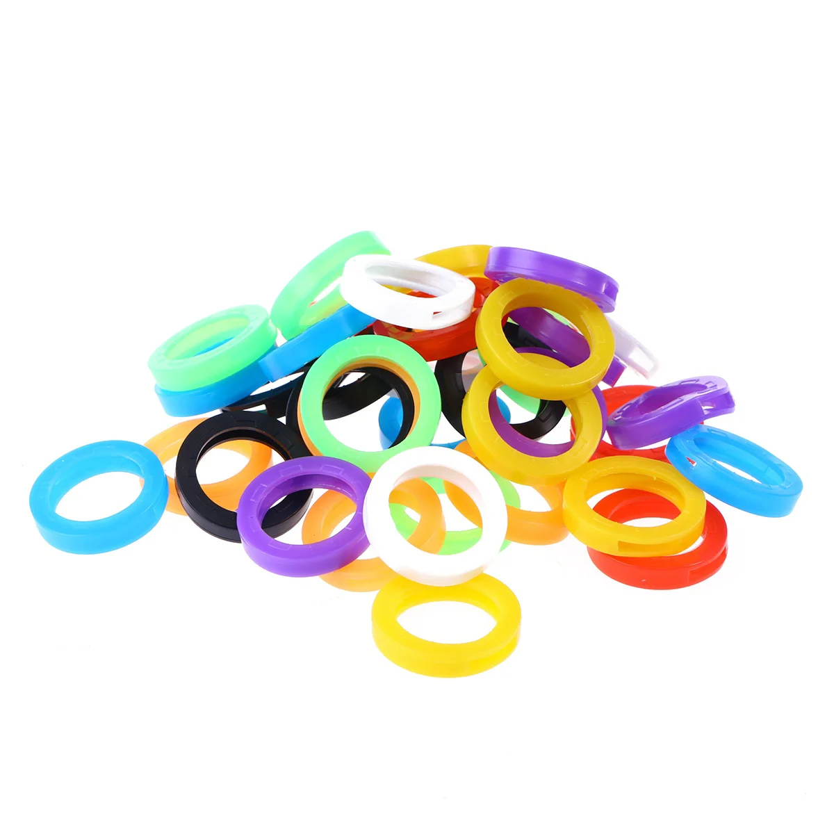 

30 Pcs Color Key Cover Caps Identifiers Sleeve Rings Covers Keychain Elasticity