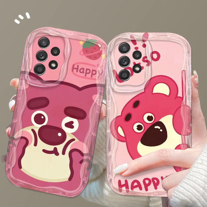 Disney Lotso Bear Animation For Samsung S24 S23 S21 S20 Ultra Plus FE A73 A72 A71 A51 A31 A05S A05 A04 5G Wave Oil Funda