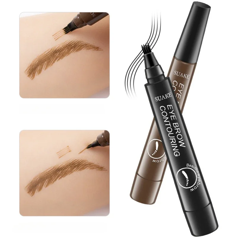 Liquid Four-pronged Eyebrow Pencil Waterproof Natural Long Lasting Fork Tip Eyebrow Tattoo Pencil Fine Sketch Eye Brow Enhancers