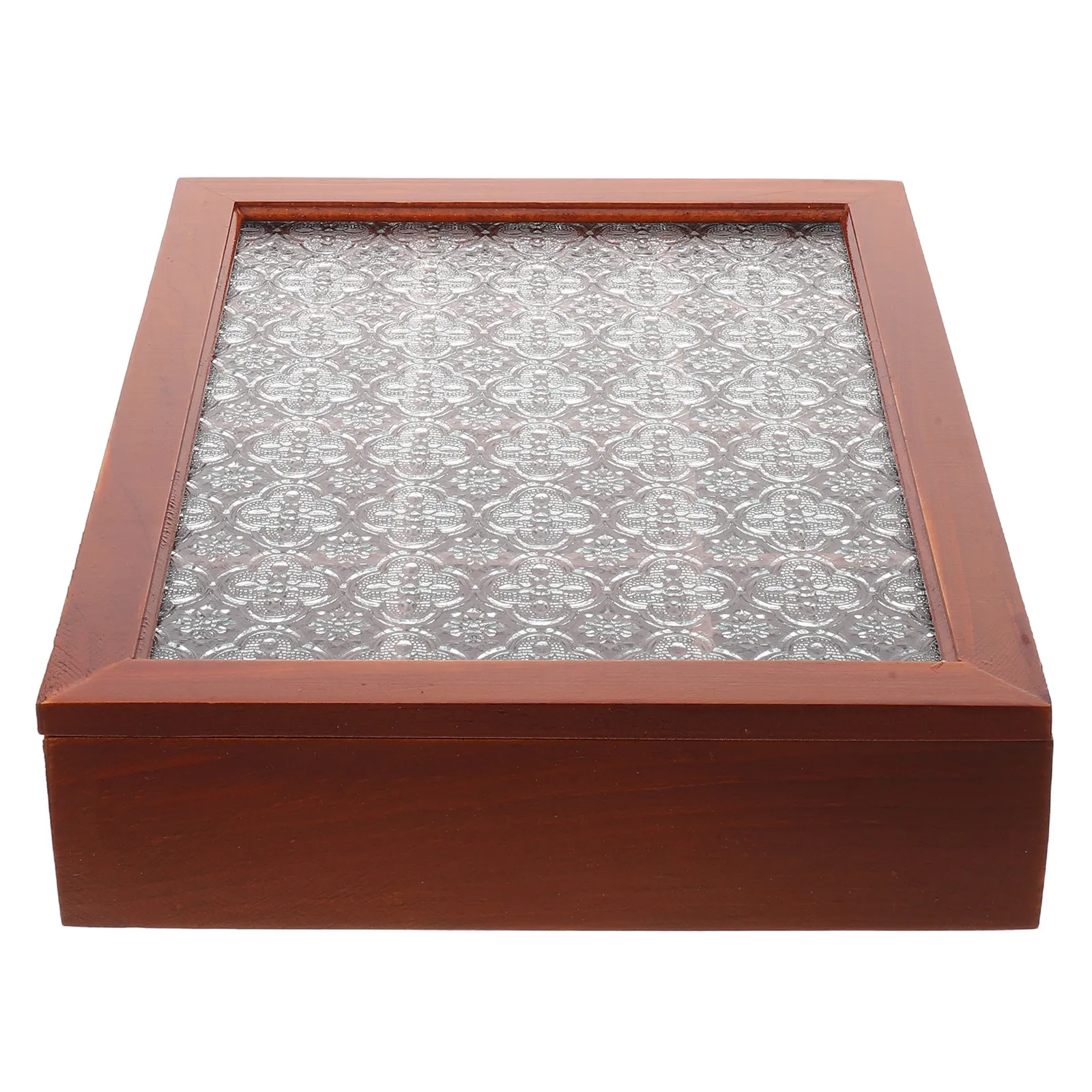 Wooden Jewelry Box Glass Lid Vintage Organizer 12 Compartment Case Rings Necklaces Bracelets Earrings Decorative Storage Display